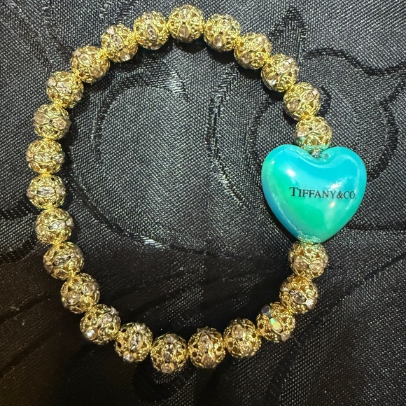 Tiffany & Co. Gold Bracelet with Turquoise Heart Charm - Picture 4 of 4